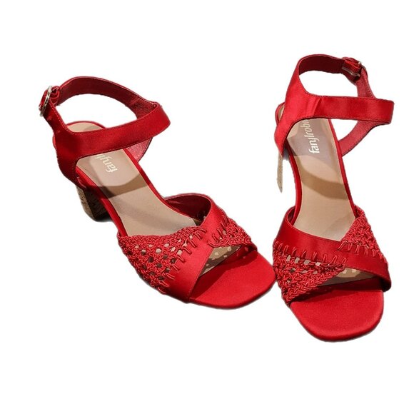 Fanylrobon Red Cloth Shoes Anthropologie Sandals - Picture 3 of 12